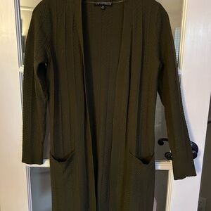 Olive Green Long Cardigan Sweater